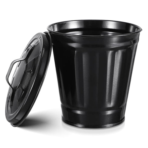 Mini Trash Can, Desk Trash Can with Lid for Office, Countertop Tiny Waste Basket, Black Bathroom Garbage Can
