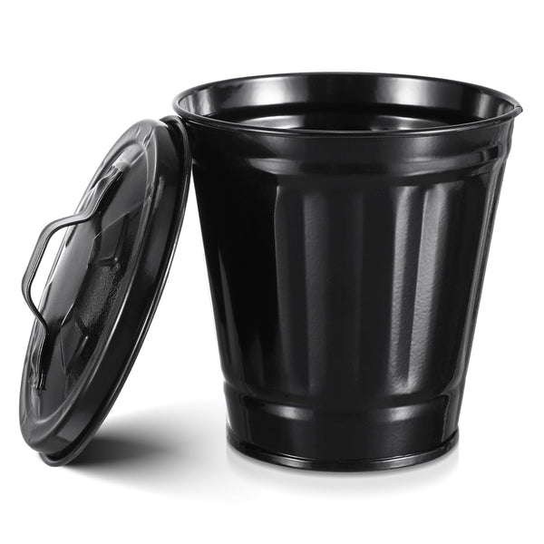 Mini Trash Can, Desk Trash Can with Lid for Office, Countertop Tiny Waste Basket, Black Bathroom Garbage Can