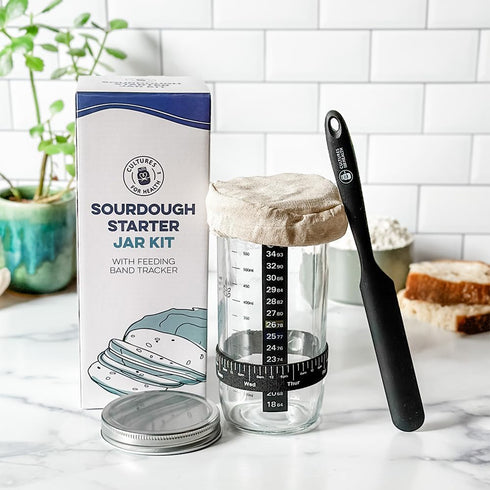 Set Set Cultures For Health Sourdough Starter Jar Kit | Easy DIY Breadmaking Kit for Sourdough Bread | Essential Baking