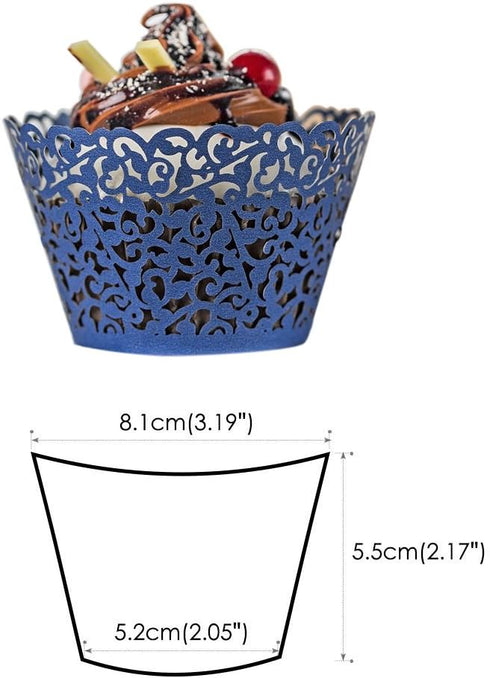 "100pcs Cupcake Wrappers Artistic Bake Cake Paper Cups - Little Vine Lace Laser Cut Liner for Wedding Party Decoration"