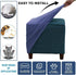 Ottoman Cover Jacquard Stretch Square Slipcover Thick Folding Storage Cover Footstool Protector With Elastic Bottom