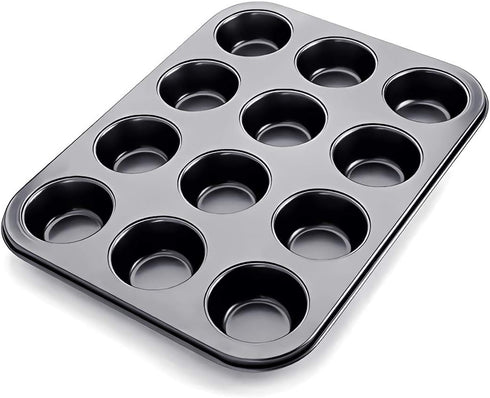 Kingrol 12-Cup Muffin & Cupcake Pans, Set of 3 Baking Pans, Non-stick Bakeware, 1.1" Deep by Kingrol