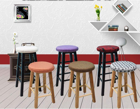 Levoberg 13inch/33cm 7 Round bar Stool Covers Linen Sponge bar Stool Cushions Round Chair seat slipcovers