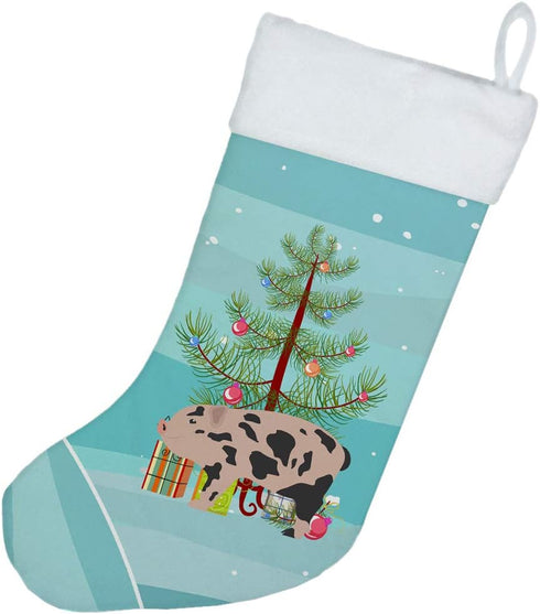 Caroline's Treasures BB9302CS Miniature Pig Christmas Stocking, Teal Hanging Decor for Holiday Season