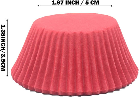 Premium Red Greaseproof Cupcake Liners, Standard Size, 100-Count Muffin Paper Baking Cups