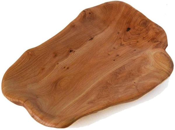 Root Wood Dish, Hand Carved Party Platter and Tray for Sandwich Bread Serving, Appetizer Display (12-13 inch)