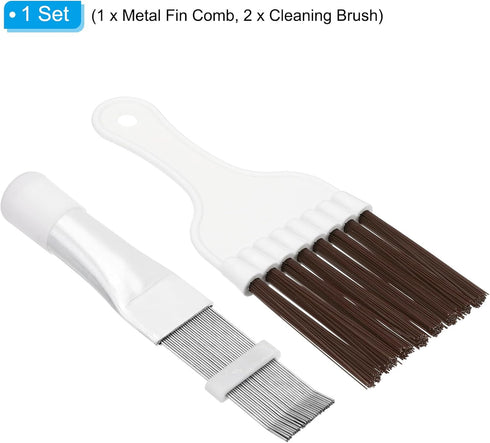 PATIKIL Air Conditioner Fin Comb, 1Pcs Stainless Steel Condenser Fin Straightener & 2Pcs Cleaning Brush Tool