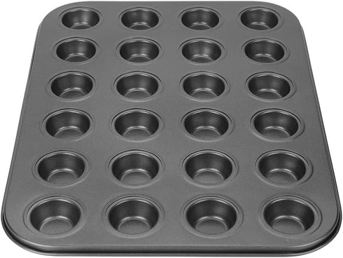 Muffin Pans, 24 Cups Nonstick Steel Cupcake Pan, Black Bakeware for Mini Muffin Tins and Baking