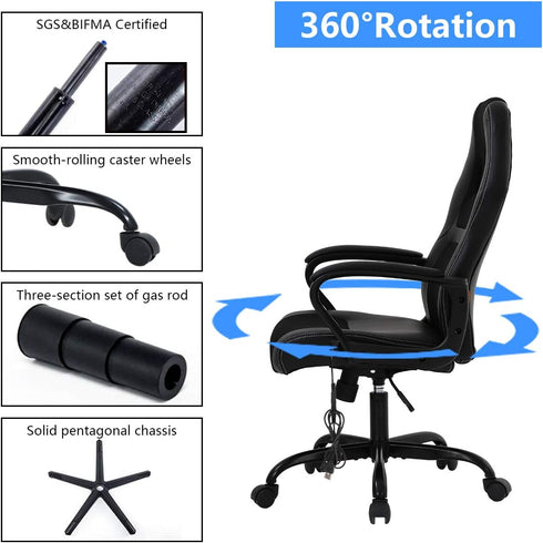 Gaming Chair Computer Office Ergonomic High Back Massage PC Desk Chairs with Lumbar Support & Padded Armrest Racing