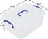 2 Packs Plastic Stackable Storage Boxes - Transparent Lid and Deep Blue Handle, Holds 8 Quart