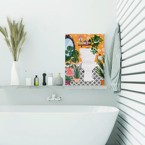 EVXID Botanical Bathroom Canvas Poster Painting Wall Art, Framed 12 x 15 Inch for Restroom Decor