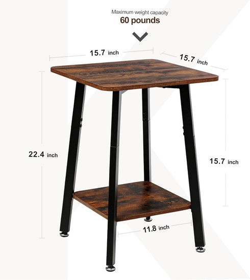 King Oasis 2-Tier Small Side Table for Living Room, End Table with Storage Shelf, Wood & Metal Bedside Table Nightstand