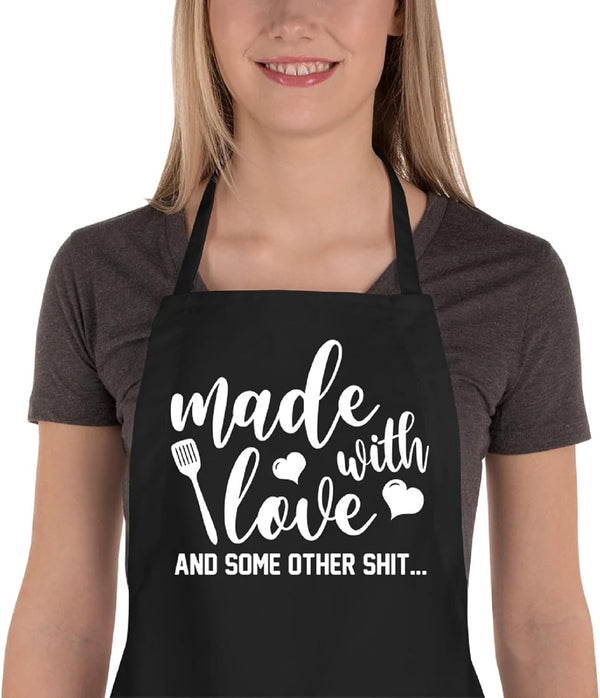 Funny Kitchen Aprons for Men and Women, Novelty Cooking Apron with 2 Pockets, Cute Baking Gifts for Bakers