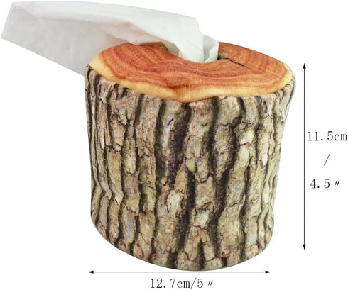 Natural Log Pattern Tissue Box Holder - Eco-Friendly Design