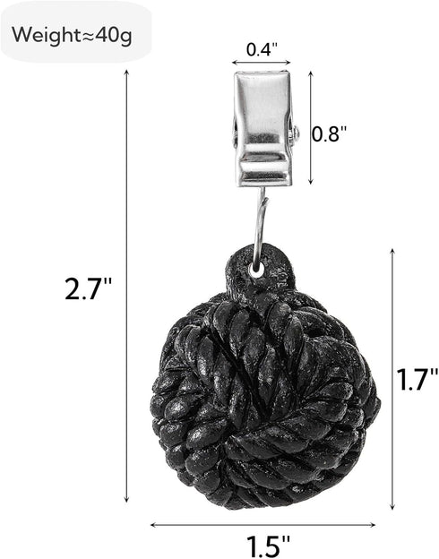 6 Pack AVLA Tablecloth Weights, Heavy Cloth Pendant with Metal Clips, Resin Round Ball Hangers, Table Covers Clamps