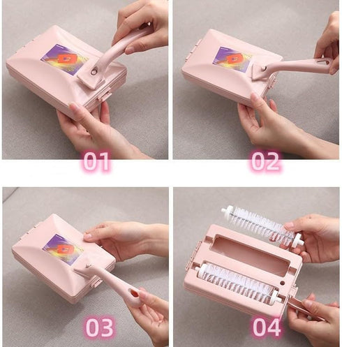 Handheld Carpet Debris Brush, Double Roller Brush Head for Pet Hair Cleaning, Collector Brush for Carpet Table