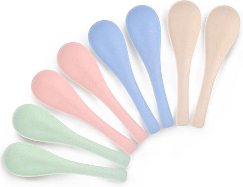 8 Pcs Plastic Spoon Dinner Spoons - Lnrkai Portable Reusable Soup Spoon Set, Lightweight & Dishwasher Safe