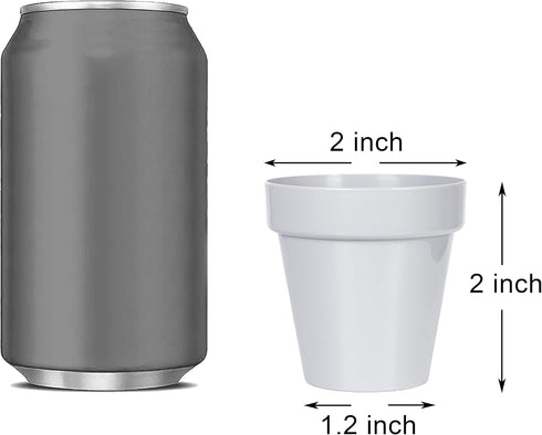 Youngever 24 Pack Mini Plastic Planters - 2 Inch Indoor Flower Pots, Grey Gardening Pot with Drainage