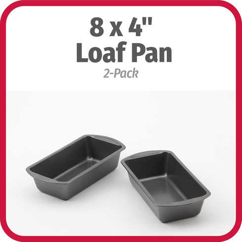 GoodCook Set of 2 Medium 8" x 4" Nonstick Steel Bread Loaf Pans, Gray (4244) by GoodCook