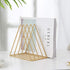 QPEY Triangle File Holder,5 Slot Metal Vinyl Record Stand Holder Magazine Newspaper Holder Photography Props for Office Home 1 Pc (Gold) by QPEY