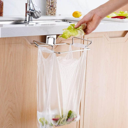 KABAKE 2 Pack Stainless Steel Trash Bag Holder, Garbage Storage Bags Rack, Hanging Garbage Bag Storage Organizer Rack