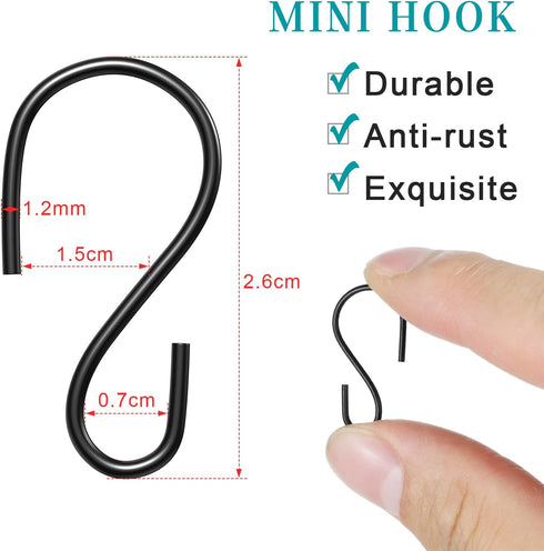 Sratte Mini S Hook for Hanging, 1 Inch Metal S Shaped Iron Wire Hook Hanger, 120 Pcs for Irish Day Decor, Pot Plant,