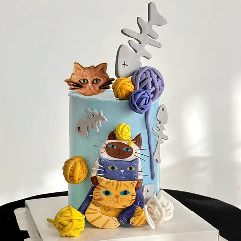 Cat Silicone Fondant Molds for Cake Decorating, Cupcake Topper Candy Chocolate