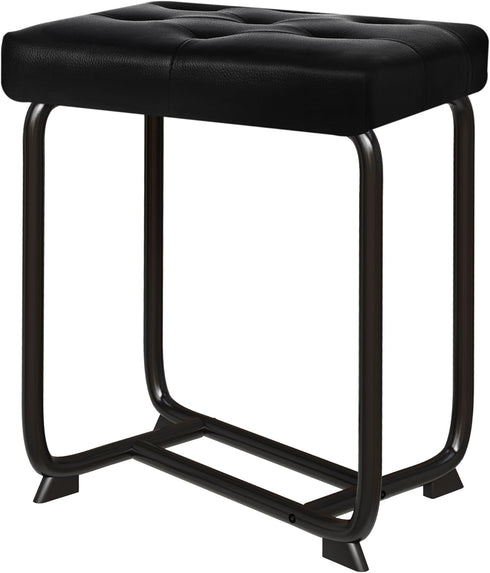 BEWISHOME Black Vanity Stool, Leather Vanity Stool, Small Stool Chair for Vanity,