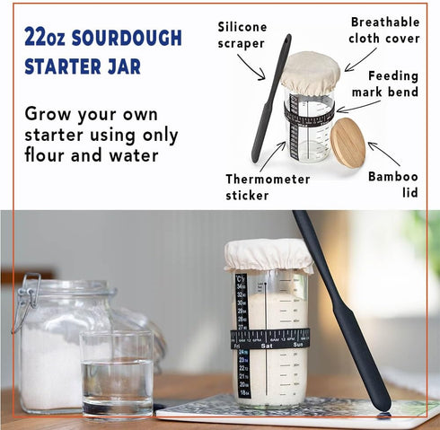 Lillinello 18PCS, 9in 22OZ, Set, Sourdough Starter Kit all-in-one Premium Sourdough Bread Baking Supplies, Banneton