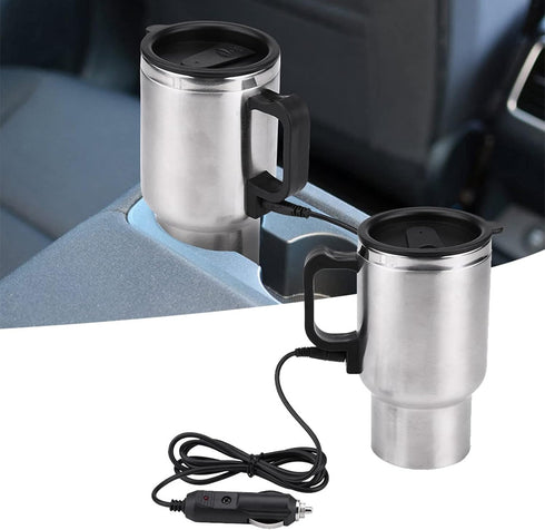 Electric Tea Kettle, 12V 450ml Stainless Steel Car Kettle, Auto Shut Off Travel Water Heater for Tea Coffee
