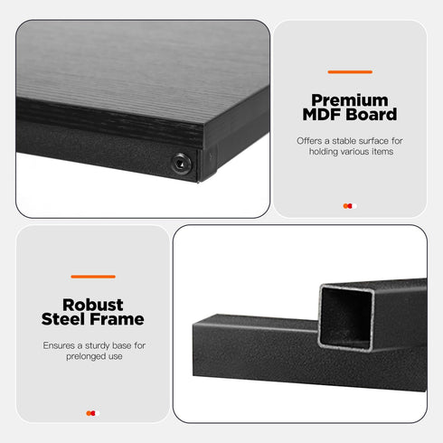 FDW C-Shaped End Table Wooden Top Side Table Adjustable Feet Small Cough Table Bedside End Table with Metal Frame