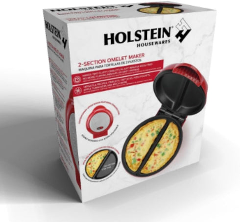 Holstein Housewares Non-Stick Omelet & Frittata Maker, Stainless Steel for 2 Portions, Red