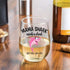 Mama Shark Needs a Drink Funny Stemless Wine Glass - Mom Gift for Birthdays, Mother's Day, Holidays
