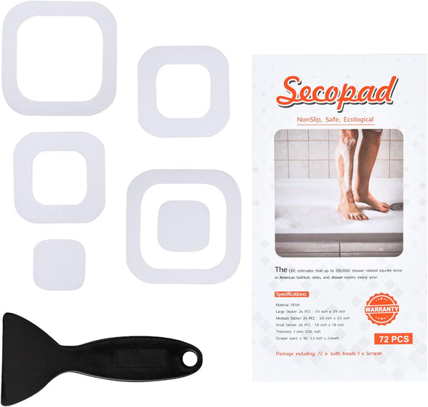 Non-Slip Bathtub Stickers, 72 PCS Clear Adhesive Decals for Safety Bathroom Tubs Showers Treads