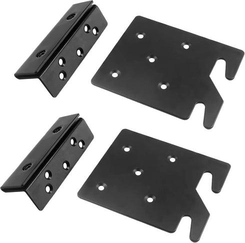 Metal Bed Frame Bed Post Double Hook Slot Bracket, 2 Sets 4.2" x 3.4" x 0.08" Heavy Duty Bed Rail Hooks Plates with