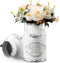 APSOONSELL White Farmhouse Metal Flower Vase, French Style Shabby Chic Decor for Kitchen, Bathroom, Weddings