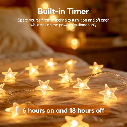 49.2ft 100 16ft 8 IP44 RaThun Warm White Star String Lights, LED with Extended Lead Wire & Remote, Modes, Waterproof