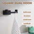 APLusee Double Robe Towel Hook, Stainless Steel Square Dual Coat Hook, Matte Black Utility Storage Hanger