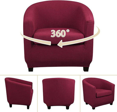 Lellen Club Chair Slipcover with Seat Cushion Cover Round Tub Accent Armchair Cover Reusable Sofa Stretch Covers