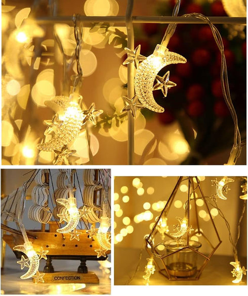 Fielegen 40 LED Moon String Lights - Battery Operated 20ft Mini Star Fairy Lights for Garden, Wedding, Party Decorations