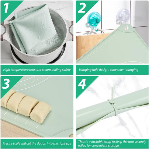 Silicone Pastry Mat 24"x16" Extra Thick Non Stick Baking Mat with Edge Heightening