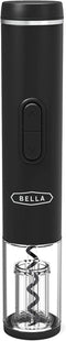bella Automatic Electric Wine Opener and Corkscrew Remover with Foil Cutter, Battery Operated, Black