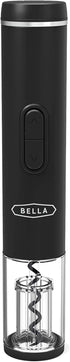 bella Automatic Electric Wine Opener and Corkscrew Remover with Foil Cutter, Battery Operated, Black