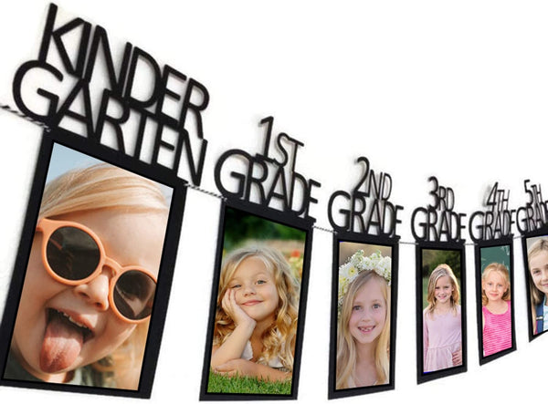 Graduation Photo Banner for 2025 2026 Party Decorations, Kindergarten to 12th Grade Picture Banner, Black 4X6 Inch