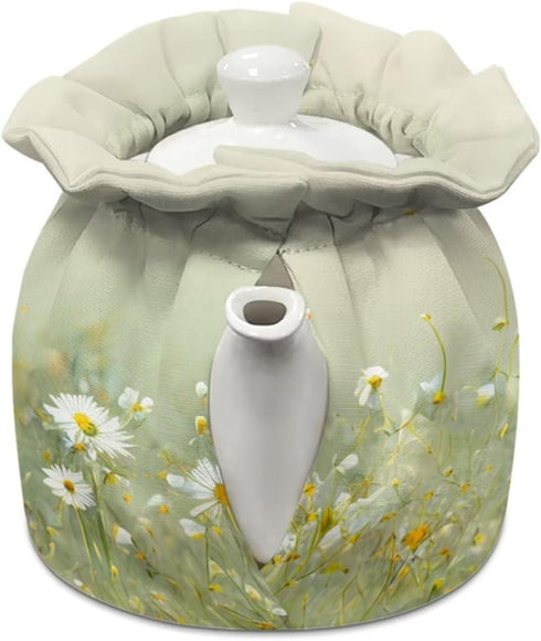 Tea Pot Cover Tea Pots Cozy Insulated Tea Cozies Home Kitchen Decoration Teapot Dust Cover Warming Tea Kettle Quilt Gifts for Women, Daisy Floral Green