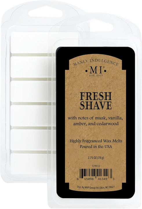 4 Pack, 6 Manly Indulgence Fresh Shave Scented Wax Melts, Wax Melt Warmer Cubes, Long Lasting Scented Wax Warmer Cubes