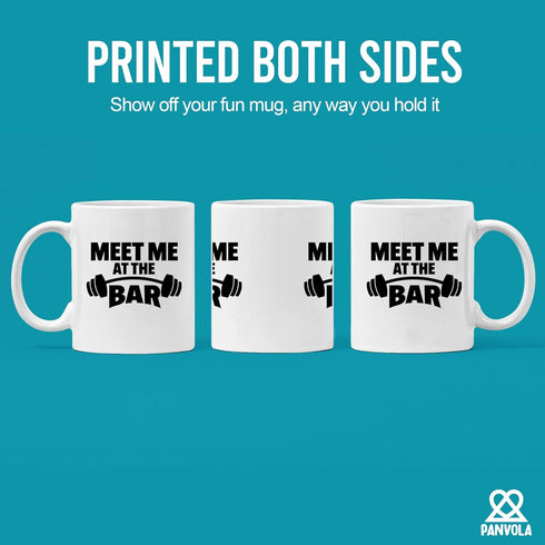 Panvola Meet Me At The Bar Weightlifting Gift Mug, Funny Ceramic Gym Coach Mug for Dad, Husband, or Brother