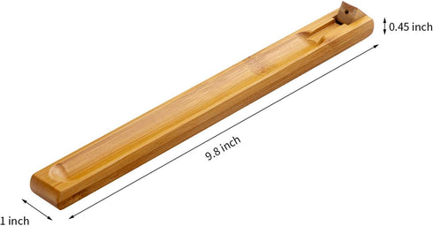 3 Pieces Bamboo Wood Incense Holder - Adjustable Angle Incense Burner with Ash Catcher, 9.8 Inches