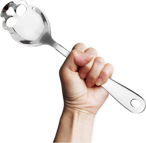 Suck UK Skull Serving Spoon, Stainless Steel Kitchen Utensils for Gothic Home Decor, Slotted Cooking Spoon