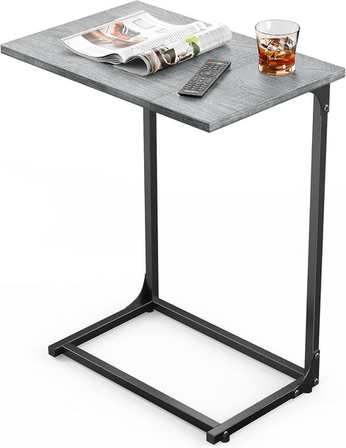 Pipishell C-Shaped Side Table, C Table for Sofa with Two-Piece Desktop &